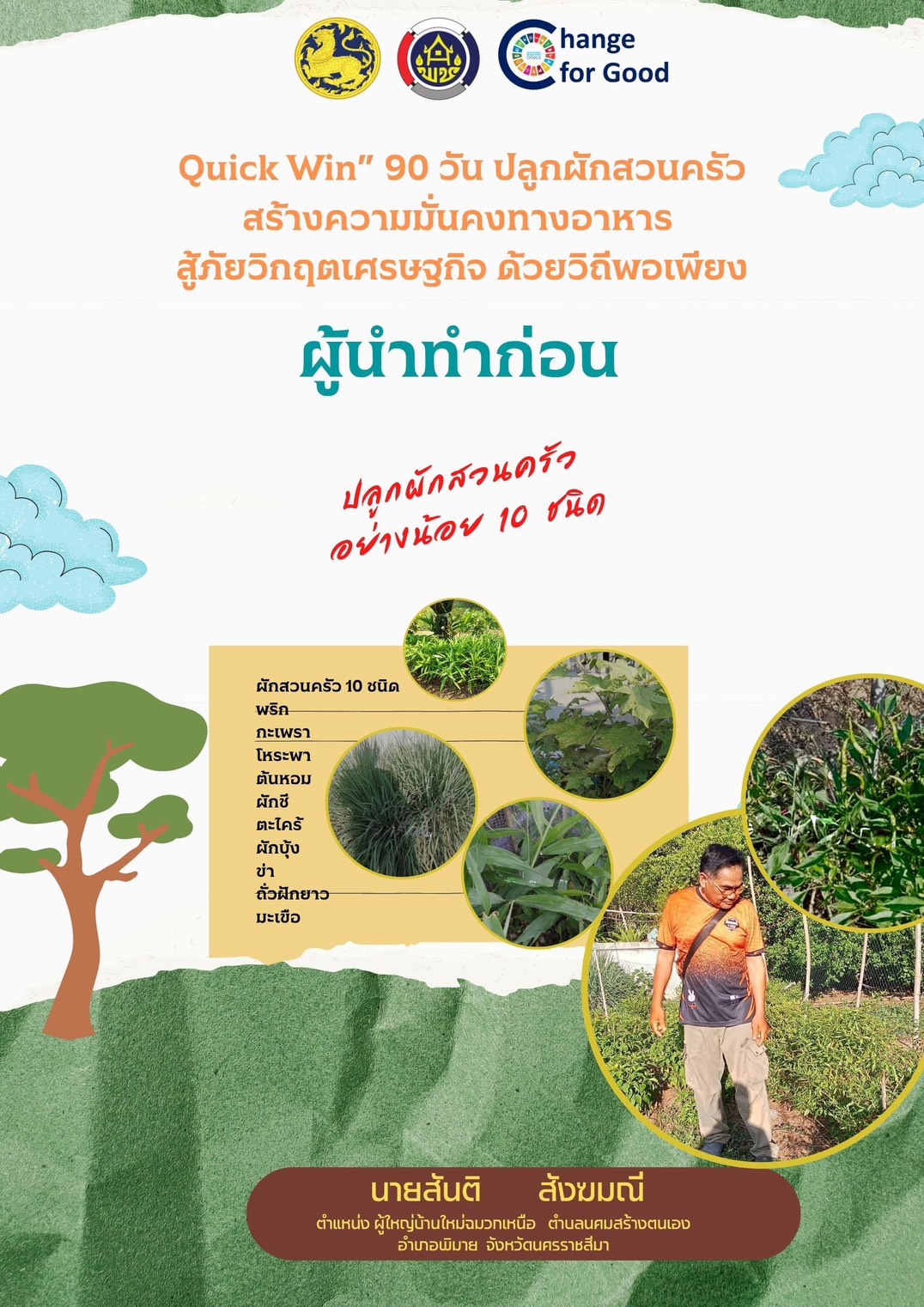 พช.พิมาย ขับเคลื่อนปฏิบัติการ “Quick Win” 90 วัน สานพลังสร้างความมั่นคงทางอาหารยั่งยืน นำร่องกิจกรรม“ผู้นำทำก่อน” มุ่งลดรายจ่ายและเสริมสร้างรายได้ภาคครัวเรือน